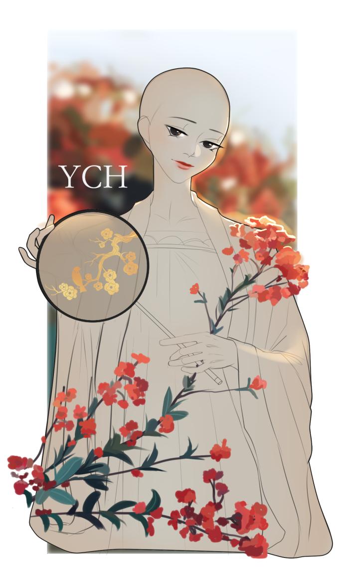 Fan and flowers~ - YCH.Commishes